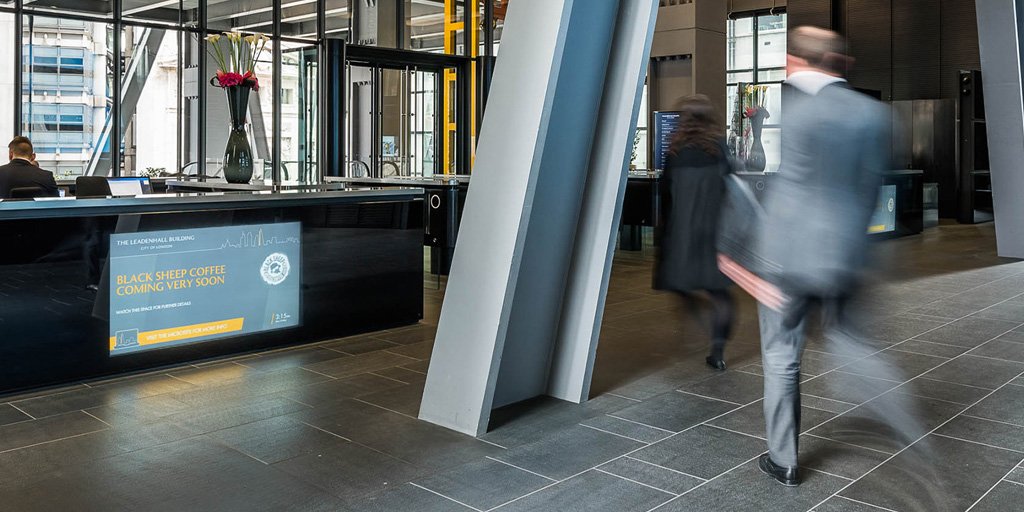 Our managed #digitalsignage solution at the amazing Leadenhall Building: a first-class platform and outstanding data-driven content