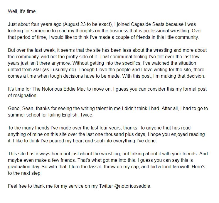 notoriouseddie's tweet photo. My farewell to @cagesideseats. Thanks for the good times. https://t.co/t4lUc9YCJY