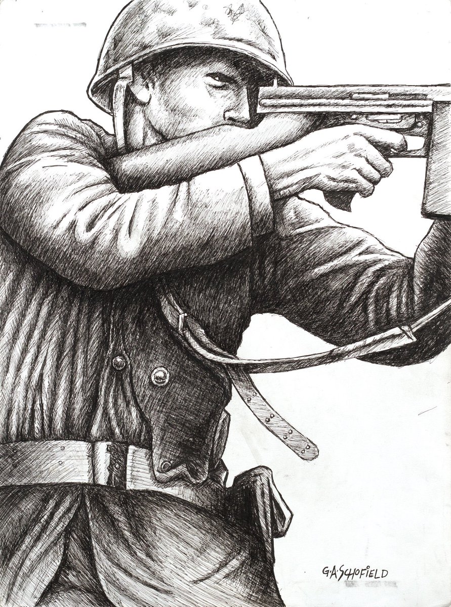 GlenSchofield's tweet image. I did a series of #CODWWII ink drawings during development. Here's my first give away. RT for a chance to win. Ends in 24 hours.