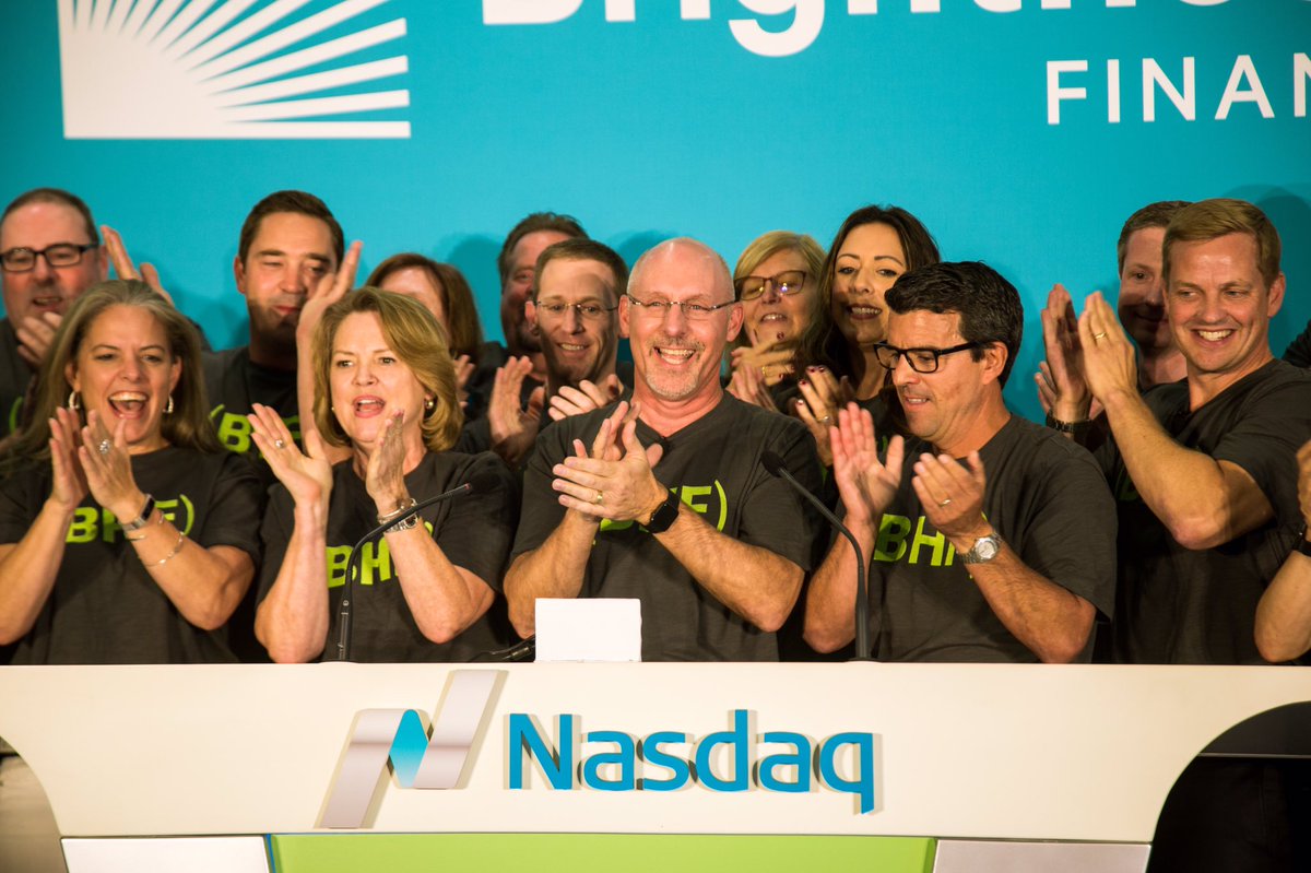 NasdaqExchange's tweet photo. .@BrighthouseFin now #NasdaqListed, rings the Closing Bell from their headquarters in Charlotte, North Carolina. #helloBHF $BHF https://t.co/msUhOmpz6E
