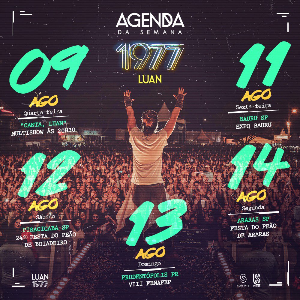 #AgendaDaSemana #Luan1977 <a href="/LuanSantana/">Luan Santana</a>