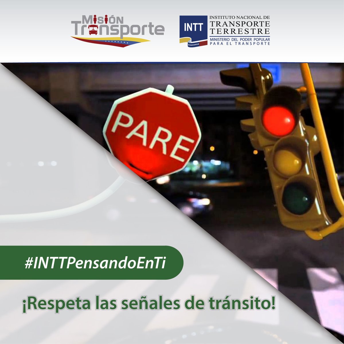 mintransporteve's tweet photo. El #INTTPensandoEnTi  te recomienda respetar las señales de tránsito #7Ago  #ConstituyentePuebloYFANB https://t.co/vlgUE2cw86
