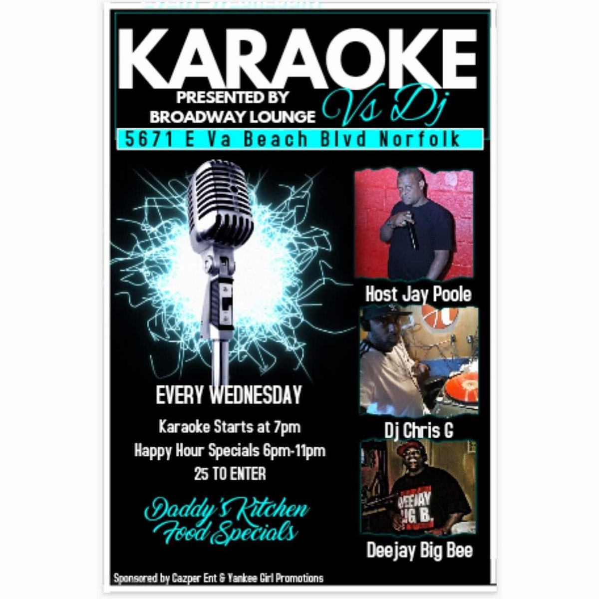 yankeegirlpromo's tweet photo. $3🍷🍺 $4 Bottom $5 Top🥃
$5🍗🍤 Baskets
#HappyHour #WednesdayEvents #Broadway #CazperEntertainment #YankeeGirlPromotions https://t.co/ELpjVpQz6Z