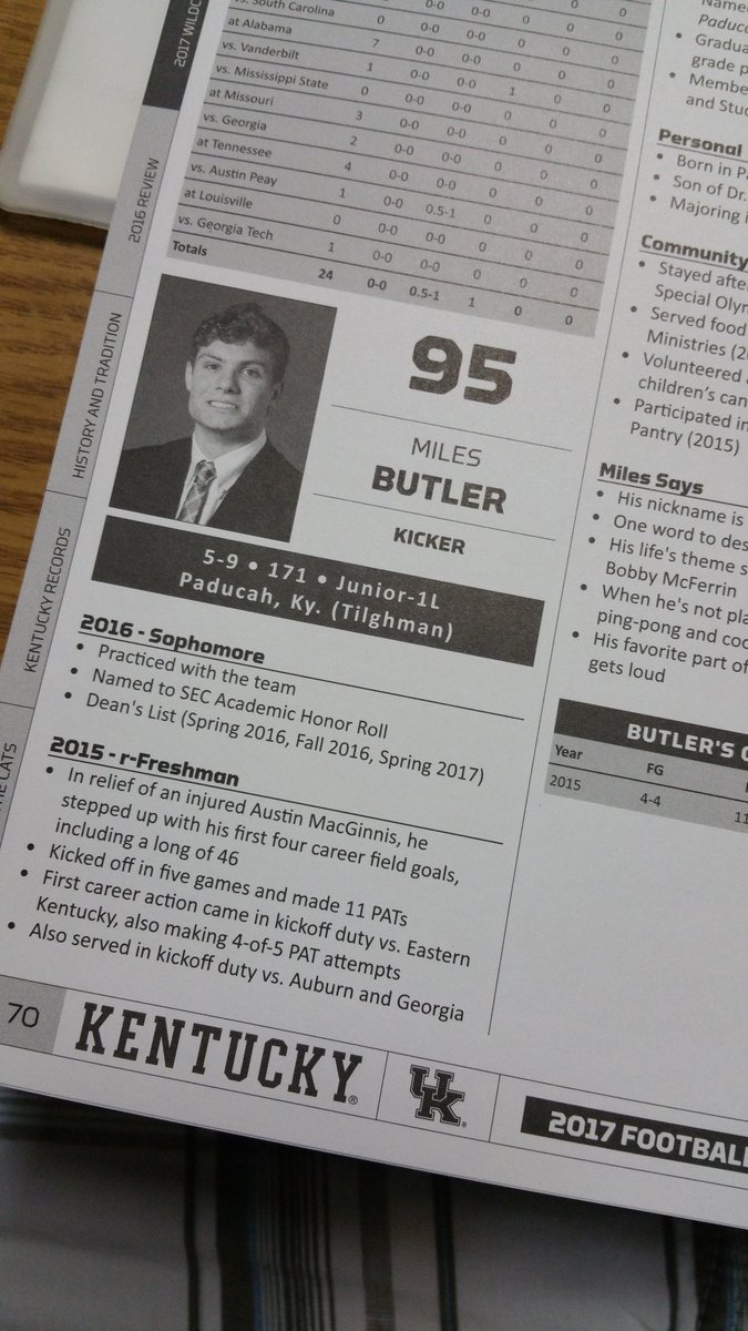 dreamarlowe85's tweet image. We just got the 2017 @UKFootball media guide in the mail today. Some local faces in the guide.