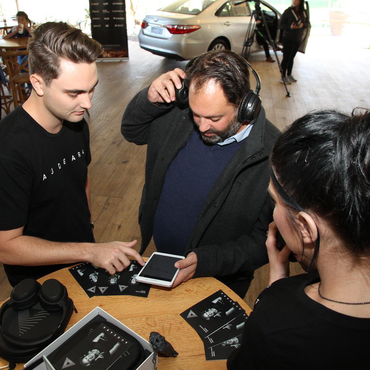 Audeara's tweet image. @philipdalidakis bought a pair of #Audeara headphones straight after this demo at the @TGEAustralia pre-launch on Saturday #TGE2017 #backer