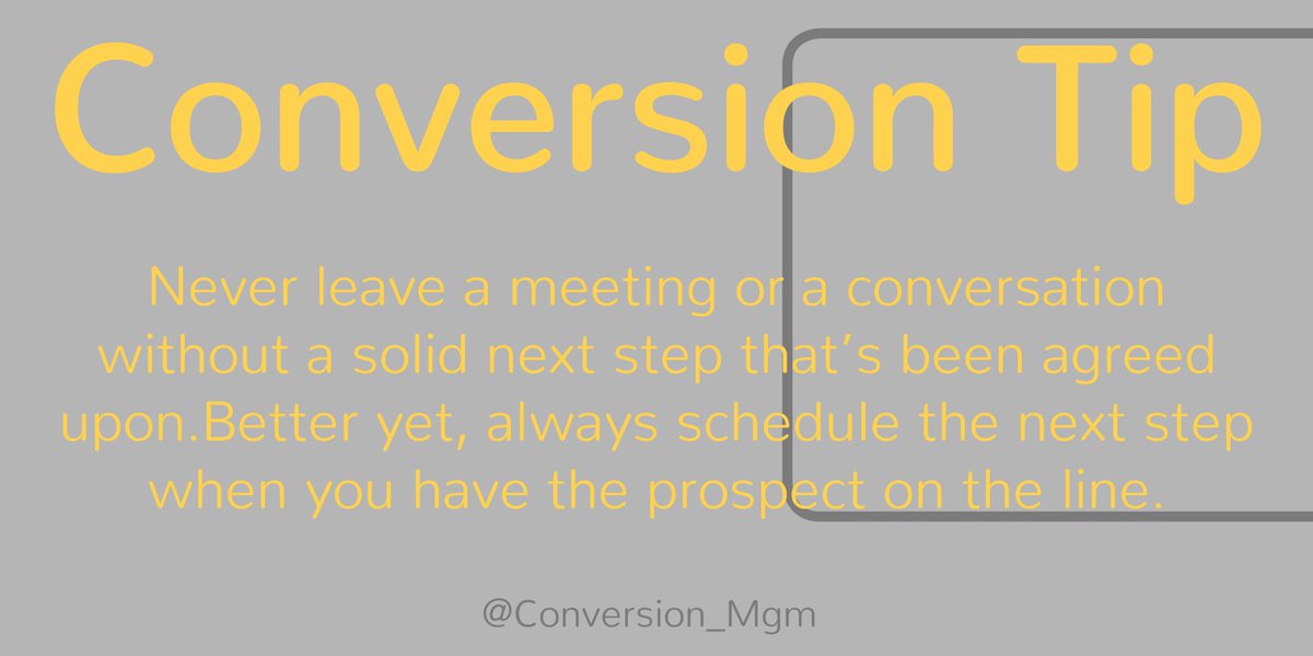 Conversion_Mgmt's tweet photo. #Conversion Tip. Always be prepared, plan your sales call to have direction and to lead you to the next step.#conversionmanagement #sales https://t.co/ISI47xEyWf