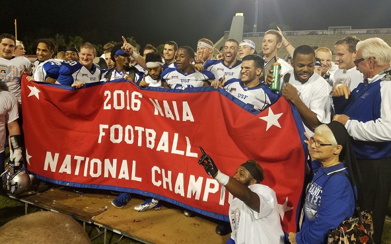 reggiehayes1's tweet image. No. 1 @USF_Football remains No. 1 until proven otherwise. NAIA preseason coaches poll - shar.es/1TR1ZO