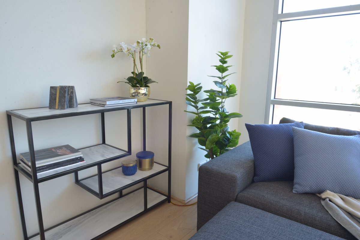 interiorsecrets's tweet image. All you need is a touch of marble to spruce any space up! Featuring our Alexson White Marble Shelving Unit + Vera 3 Seater Sofa.