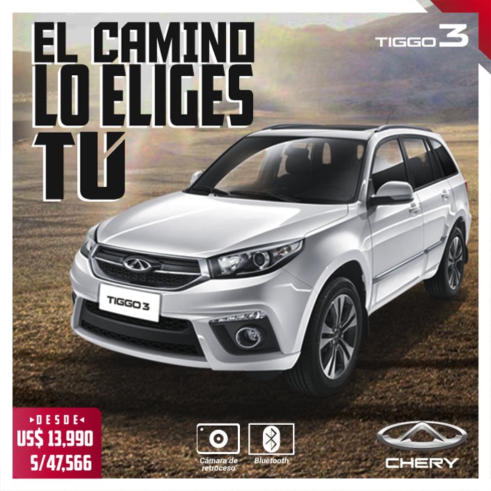 CheryPeru's tweet photo. Tiggo 3, diseñada para cumplir tus aventuras.
Descúbrela aquí: https://t.co/6AbttWcbCl. 
T.C. Referencial 3.4 https://t.co/WDDw18tYxd