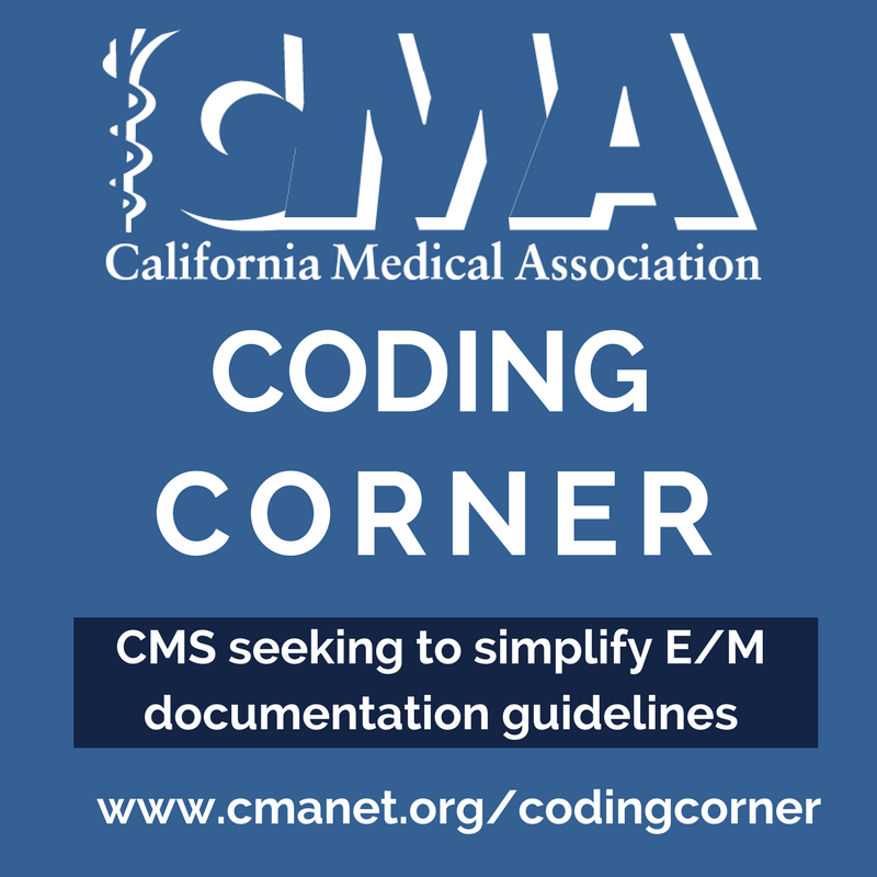 CMAdocs's tweet image. Don't miss our latest issue of #CodingCorner: CMS seeking to simplify E/M documentation guidelines cmanet.org/resources/reim…
