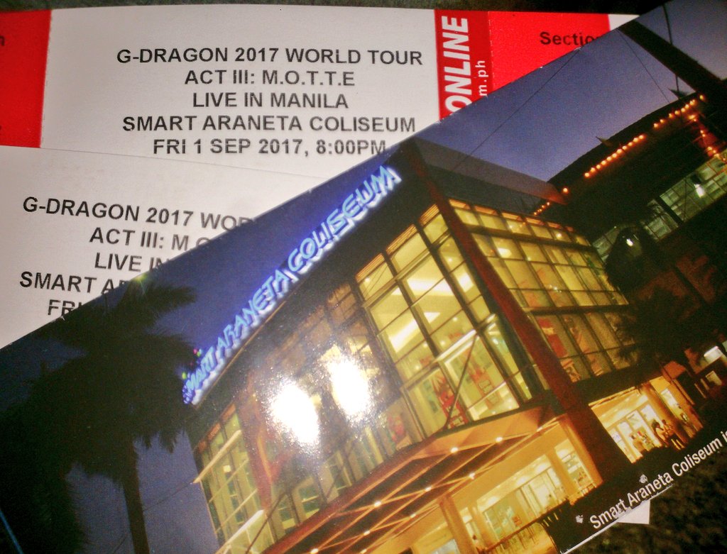 dianakyla21's tweet image. I just got my concert tickets 🎫🎫 
#MOTTEinManila 👑 
#GDragon2017WorldTour 
#concertdate 👫