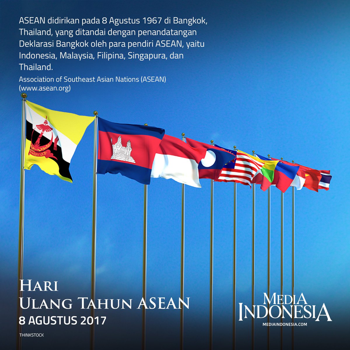 Selamat memperingati Hari Ulang Tahun <a href="/ASEAN/">ASEAN</a> yg ke-50. Wujudkan kemakmuran, pertumbuhan &amp; stabilitas menuju satu identitas bersama. #ASEAN50