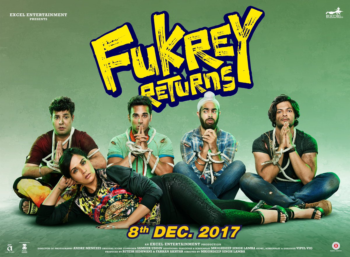 TheMovieReportr's tweet photo. Here's the new poster of #FukreyReturns by @excelmovies Stay tuned for more on the teaser releasing tomorrow. #FukreyReturnsTeaserTomorrow https://t.co/8dctCBBU3K