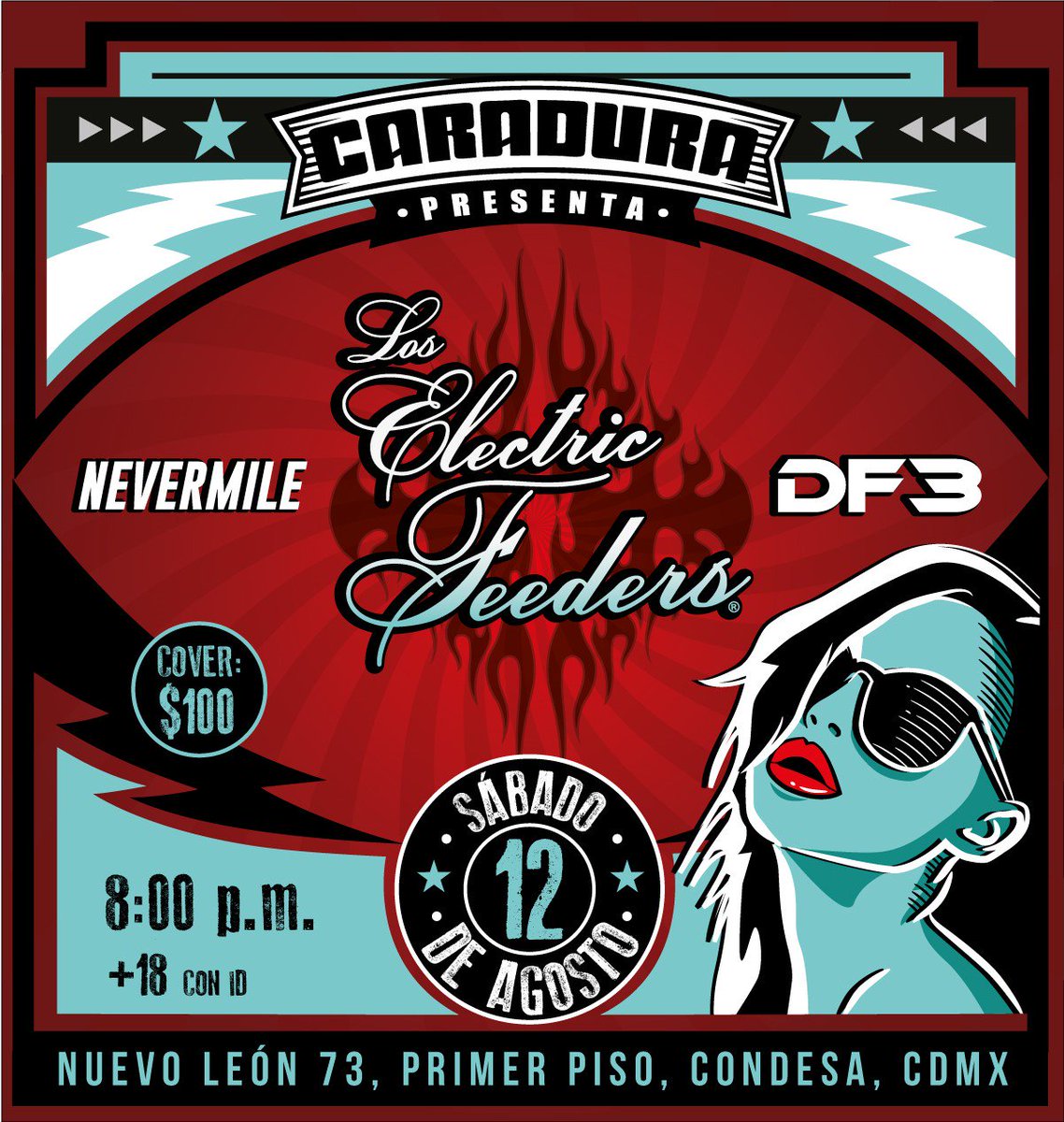 ¡El sábado buena música con Df3music, Nevermile y Los Electric Feeders!
Vayan por sus boletos a <a href="/RebelShop/">Rebel Shop Condesa</a> o en boletoscaradura@gmail.com