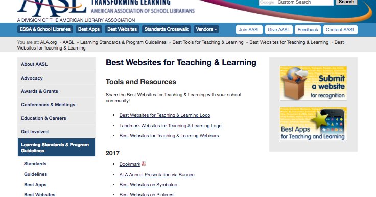 shannonmmiller's tweet photo. All 2017 #AASL Best Websites and Apps Resources Available Now Online! https://t.co/AlYr4NpOGj #futurereadylibs #tlchat #iowatl https://t.co/TI8Mdigskh