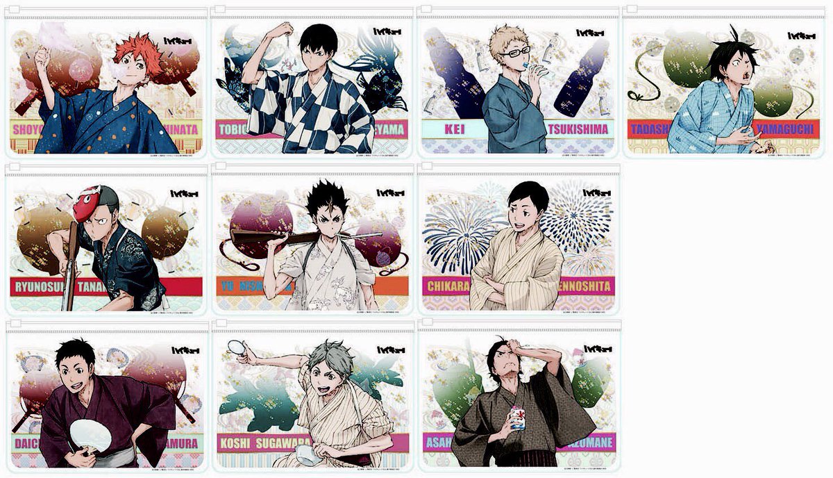 ジャンプショップ Jump Shop 公式 ジャンプショップ ジャンプステーション限定 8月11日 金 より発売 ハイキュー 夏祭り スライドポーチコレクション 各600円 税 ランダム仕様 夏祭りを楽しむ烏野メンバーがデザイン 文房具や365日ステッカー