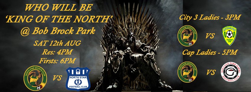 NorthPineSC's tweet photo. Who will be KING OF THE NORTH @NorthPineSC v @northstar_fc Sat 12th Aug - Bob Brock Park @FootballBne https://t.co/pBb4ojoJd0