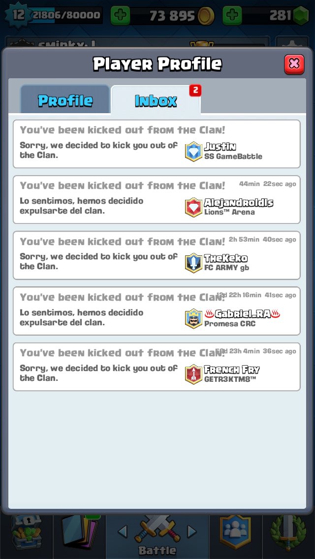 Jsmirky's tweet photo. Did not finish the match and invalid clan name https://t.co/rhjlxgUJ7J
