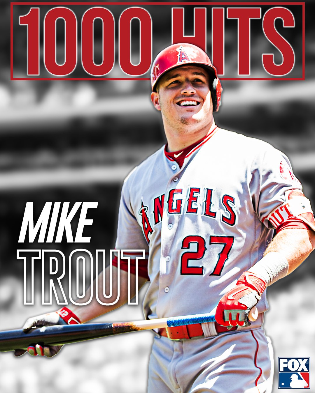 A happy birthday, indeed! 

Mike Trout gets his 1,000th career hit! 