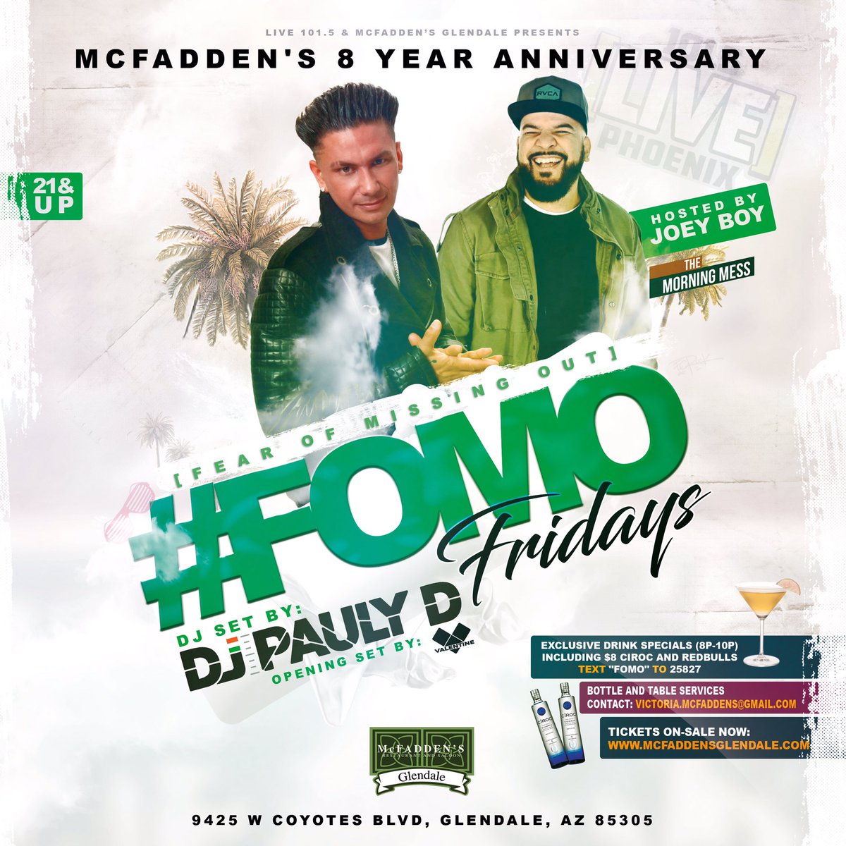 It's about to be a movie on Friday! 8 Year Anniversary <a href="/McFaddensGD/">McFaddens Glendale</a> this Friday w/ <a href="/DJPaulyD/">DJ Pauly D</a> &amp; <a href="/joeyboy1/">.</a> #FOMOFridays