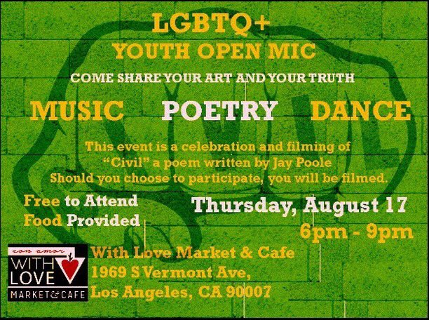 FeedbackSunday's tweet photo. Come thru Thursday Aug 17th! #OpenMic #OpenMicLosAngeles #poeticjustice #LGBTQ #LGBTQ+ #POCPOETS #POCart #LGBTQopenmic #POCopenmic https://t.co/fZ0lDbx2Tf