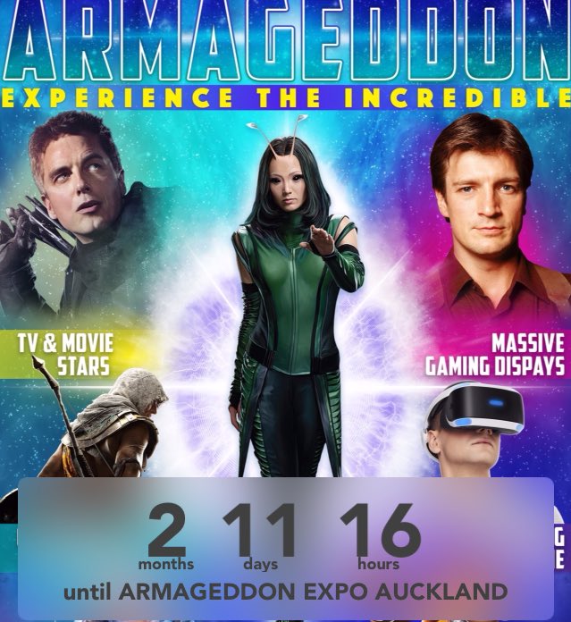 mangofrognz's tweet photo. @Armageddonexpo The Countdown is On!!! #auckgeddon #awesomenessness https://t.co/QbUG5mBwnI