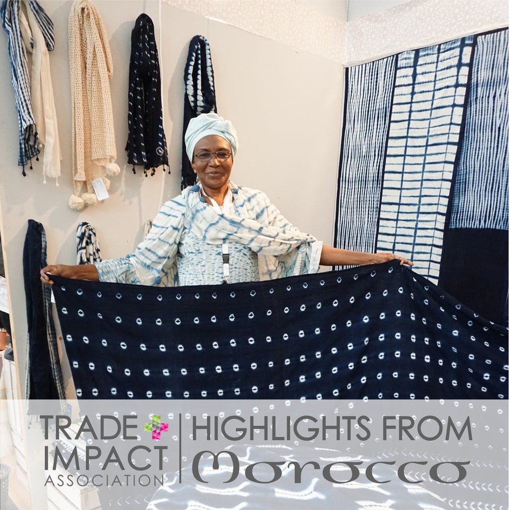 tradeplusimpact's tweet photo. Designers, makers, sellers from all over Africa and the Middle East congregated. Aissata's Indigo was a favourite #MagicOfMorocco https://t.co/rM3u92HdDX