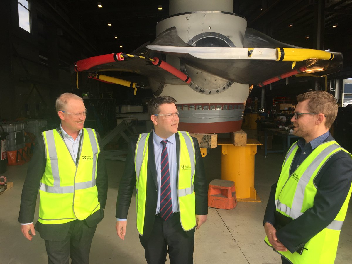 HydroTasmania's tweet photo. CEO Steve Davy and @MattGroom inspecting progress on the Cluny Power Station upgrade #BatteryoftheNation https://t.co/9VBP8yON5U https://t.co/HW21qK7erR