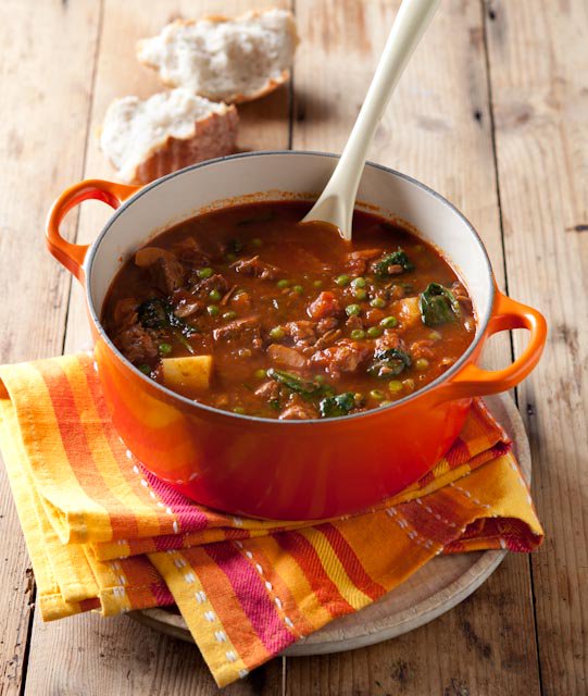 Winemag's tweet photo. #Recipe: Goulash soup with spinach and peas - courtesy of @Source_Food https://t.co/FeS7G32F2W https://t.co/t2H1EjaEfw