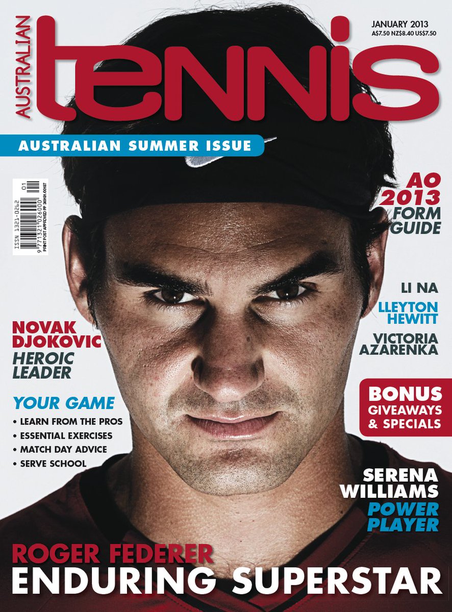 AusTennisMag's tweet photo. Happy birthday Roger #Federer. As you celebrate 36 years, weโre celebrating your 26 ATM covers โ from first in Feb 2004 to our current issue https://t.co/dW7qpmkelV