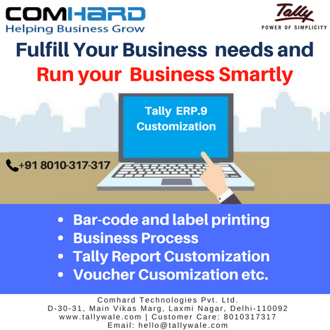 ComhardBusiness's tweet photo. Fulfil your business needs with us &amp; run your business smartly.
#Tally_Customisation-Make your Tally ERP9 according to your needs
#Comhard https://t.co/2aKMUsRb2m
