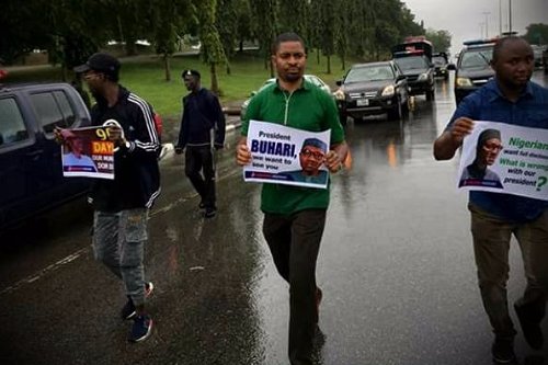 See photos of anti-President Muhammadu Buhari #ResumeOrResign protest in Abuja on Monday