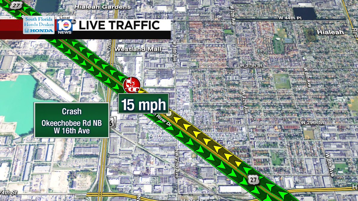 Crash on Okeechobee Rd NB at W 16th Ave #traffic https://t.co/KAHcfZ1Utb