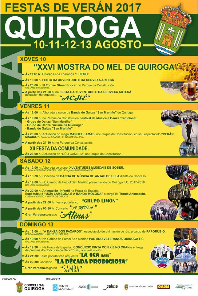 concelloquiroga's tweet photo. #QuirogaFestasVerán17, a partir do día 10 de agosto. Actividades para tod@s en #Quiroga. #Quirogaestádemoda https://t.co/Ar8FVteJ7A