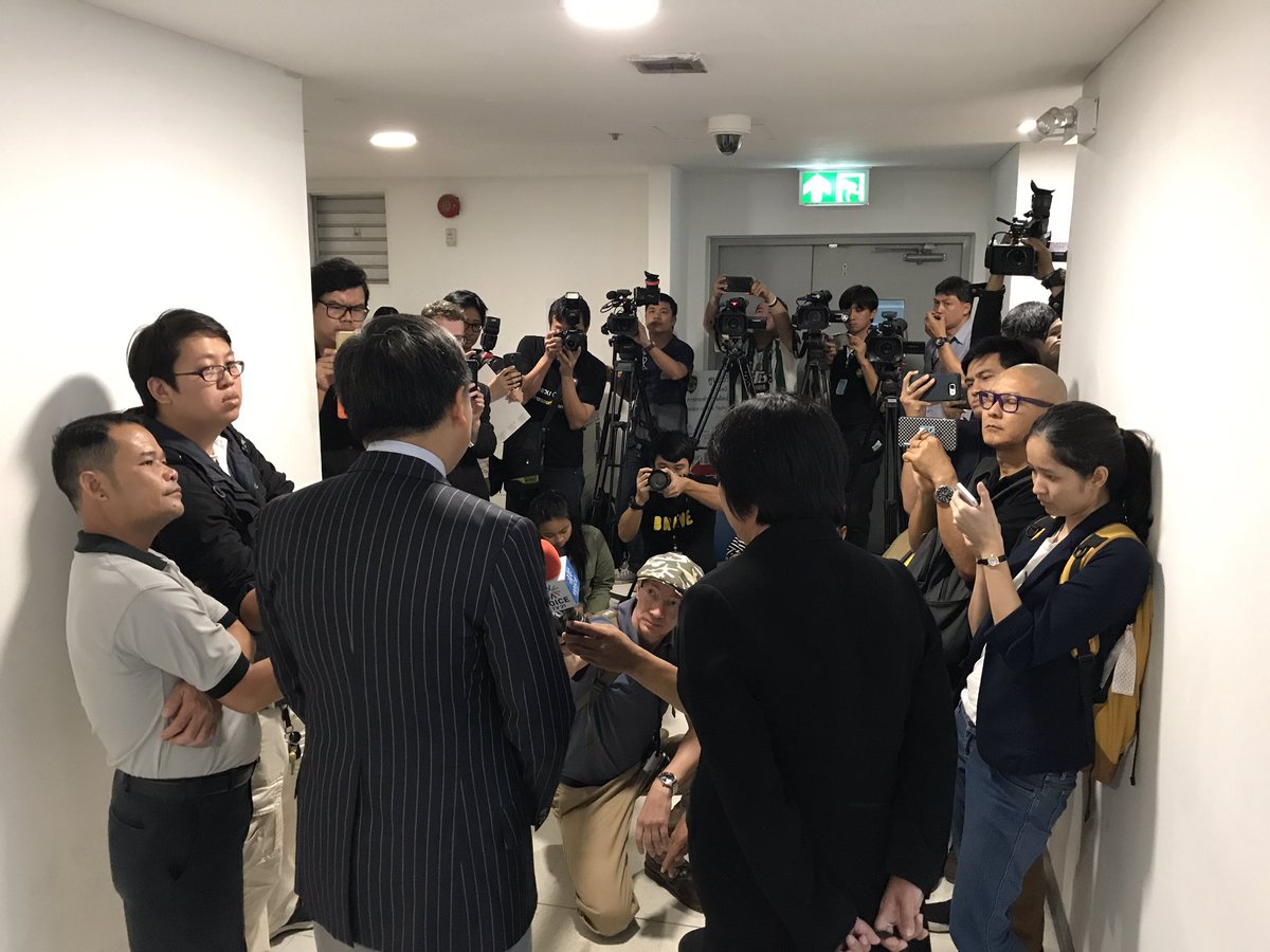 AbbottKingsley's tweet photo. #Thailand: Journalist @PravitR appearing before police to face charges of sedition - @ICJ_org, UN, diplomats, and journalists present https://t.co/LHC9B7ebWr