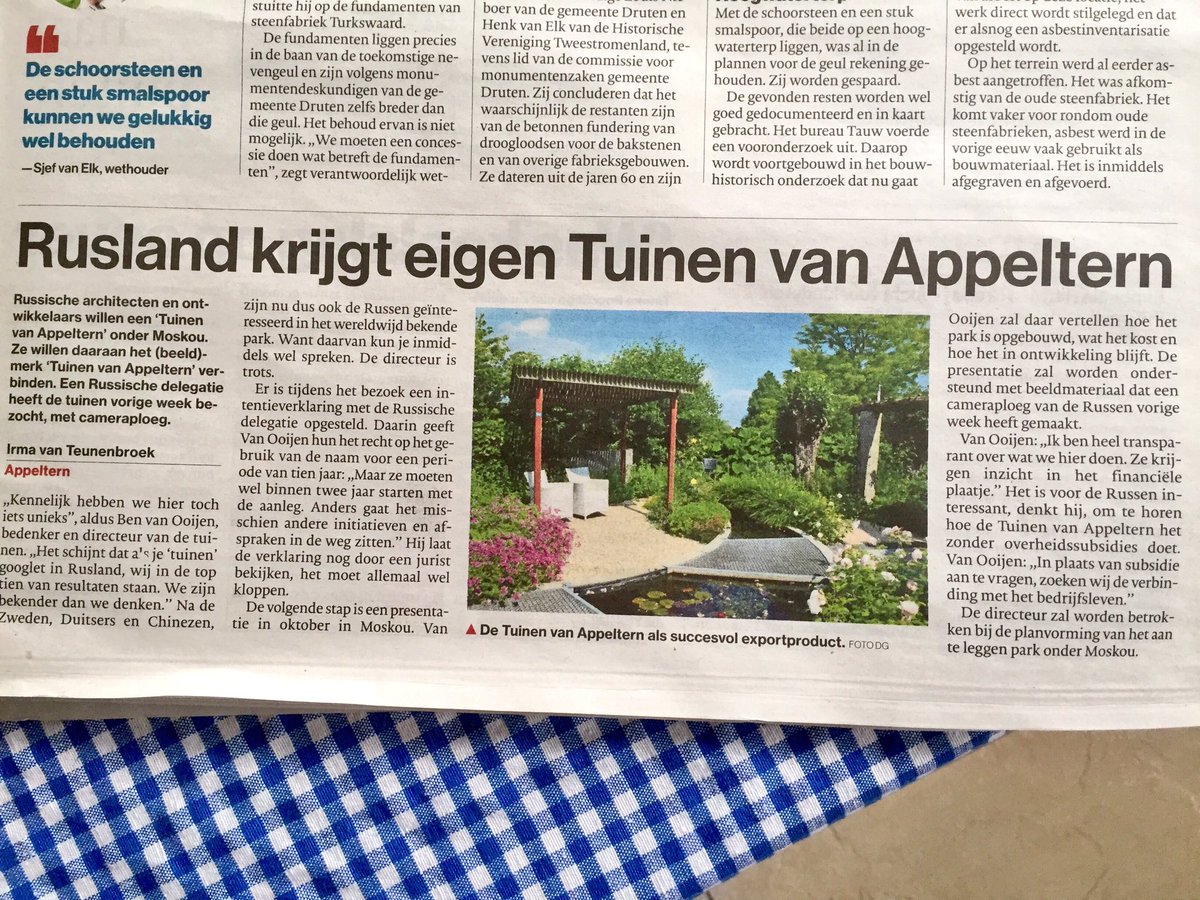 Werelds nieuws in onze <a href="/DeGelderlander/">De Gelderlander</a>. Een beetje trots op ons <a href="/Appeltern/">Bloemenpark Appeltern</a> mogen we zo langzamerhand  toch wel zijn.