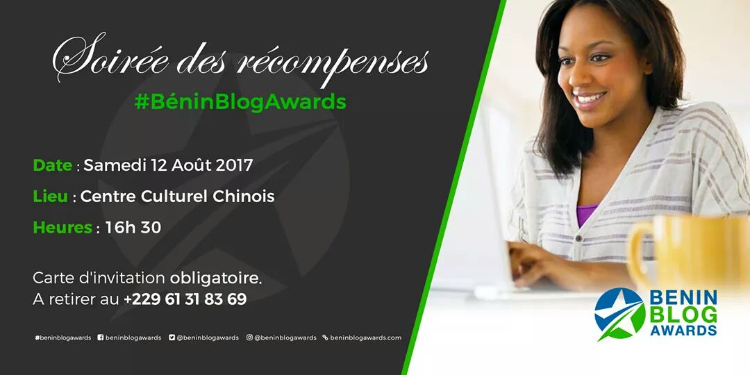 [#AGENDA229]

La soirée des récompenses des #BeninBlogAwards est prévue pour ce samedi 12 Août au Centre Culturel Chinois 📌

#Team229