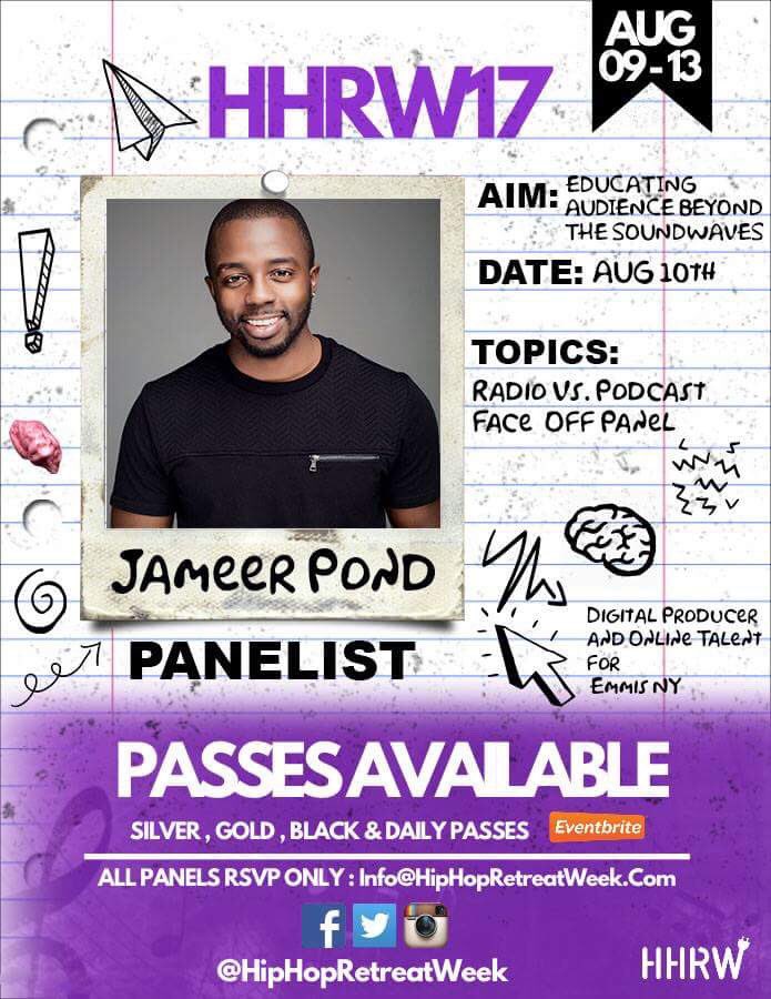 HHRWFest's tweet photo. RADIO Vs. PODCAST PANEL on Thurs. Aug. 10th! RSVP Email: info@hiphopretreatweek(dot)com #HHRW2017 #HHRW17 cc: @TaqeeBond https://t.co/yliGbSVFgx