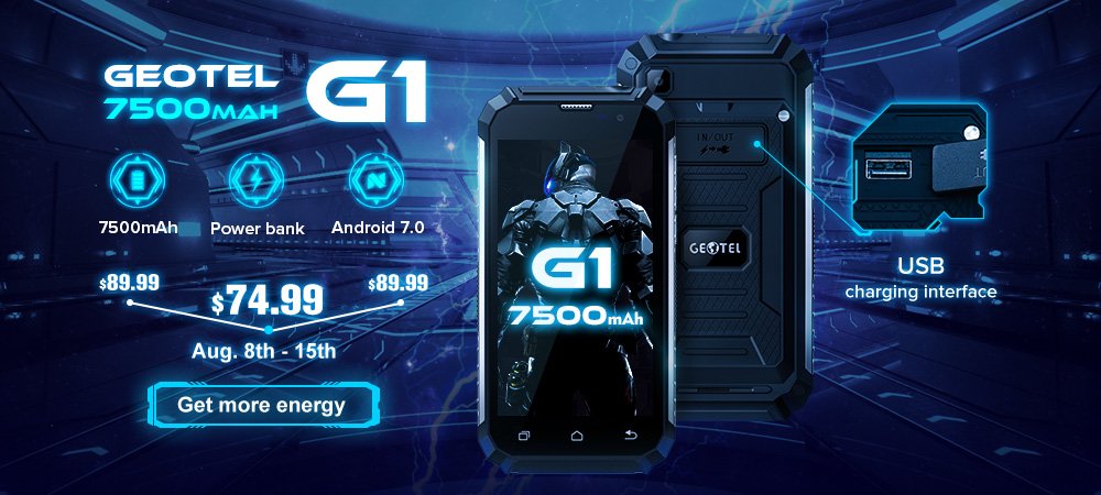 Geotel_mobile's tweet photo. Geotel G1 #Flash sale only for $74.99: https://t.co/f0Bwbs25Ps 
7500mAh big battery phone, unique design works as power bank!!😊😊 https://t.co/xl7fb5IKRl