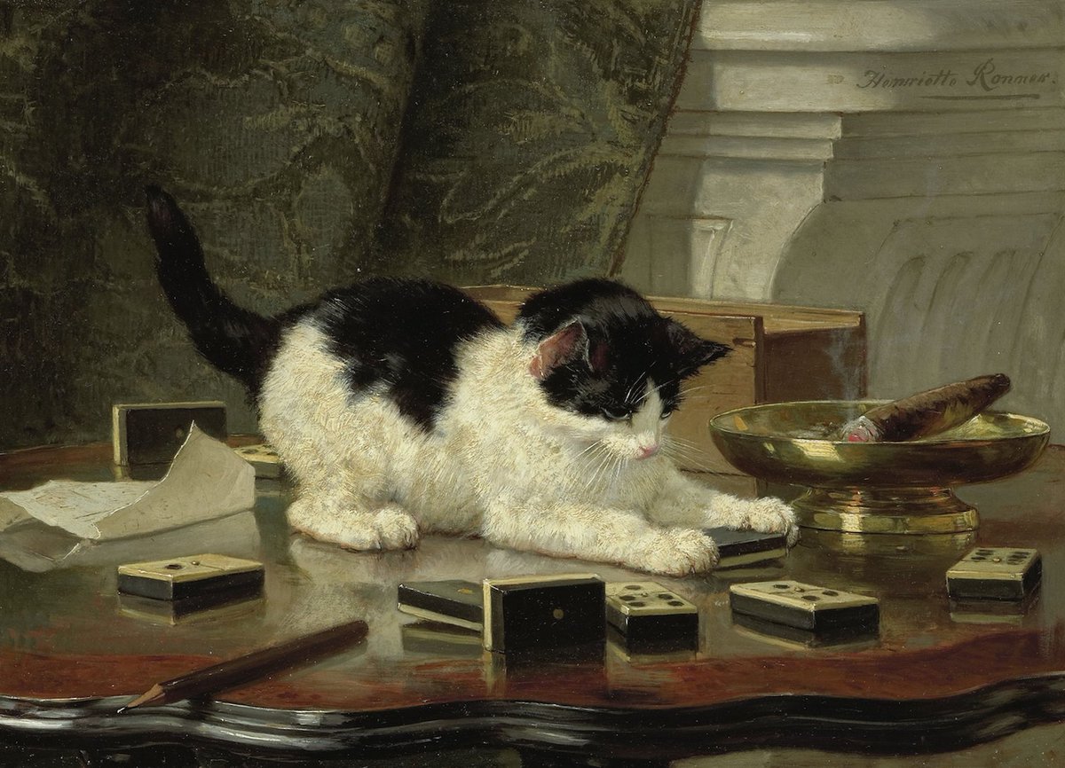 MuseloopApp's tweet image. Happy International Cat Day! 🐱
This work by Henriëtte Ronner, c. 1860 - c. 1878, titled &quot;The Cat at Play,&quot; is practically purrrrfect.