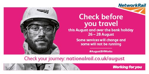 Please check before you travel this bank holiday as our major #AugustBHWorks are happening 🔧

➡️bit.ly/2u8gHQJ

#RailwayUpgradePlan