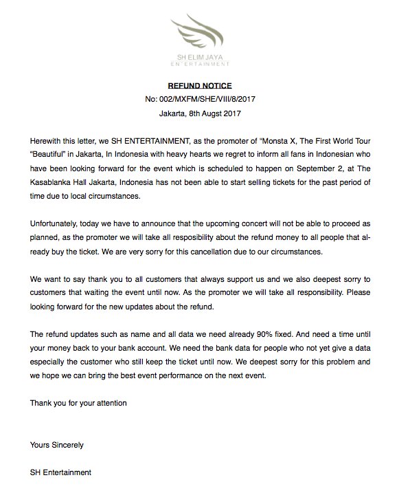 Here the notice about the refund. We will take all responsibility about the refund.