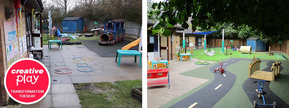 CreativePlayUK's tweet image. Our latest #nursery play garden project looks fantastic! What a transformation! #TransformationTuesday #EYFS