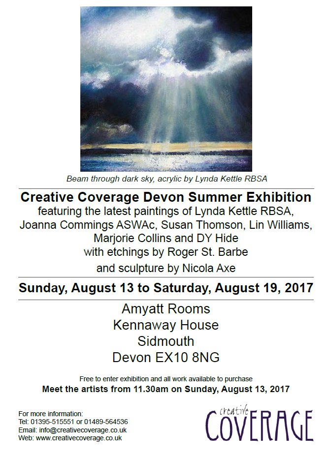 thelyndakettle's tweet image. Come and see me at the Creative Coverage Devon Summer Exhibition, click on the picture for more information. Aug 13 - 19 in Sidmouth
