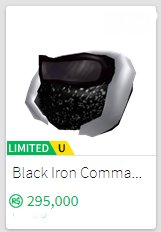 Roblox Notifier On Twitter Went Off Sale Black Iron - roblox black iron commando