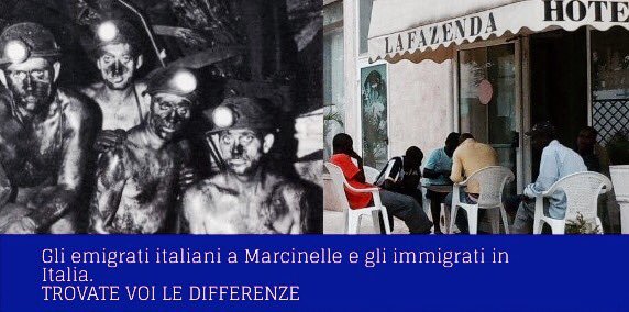 Giorgiolaporta's tweet photo. I nostri connazionali a #Marcinelle non avevano né hotel né wifi. Trovatele voi le differenze con gli immigrati... https://t.co/2ZvZhgoOoH https://t.co/hpS0vJ8lVs