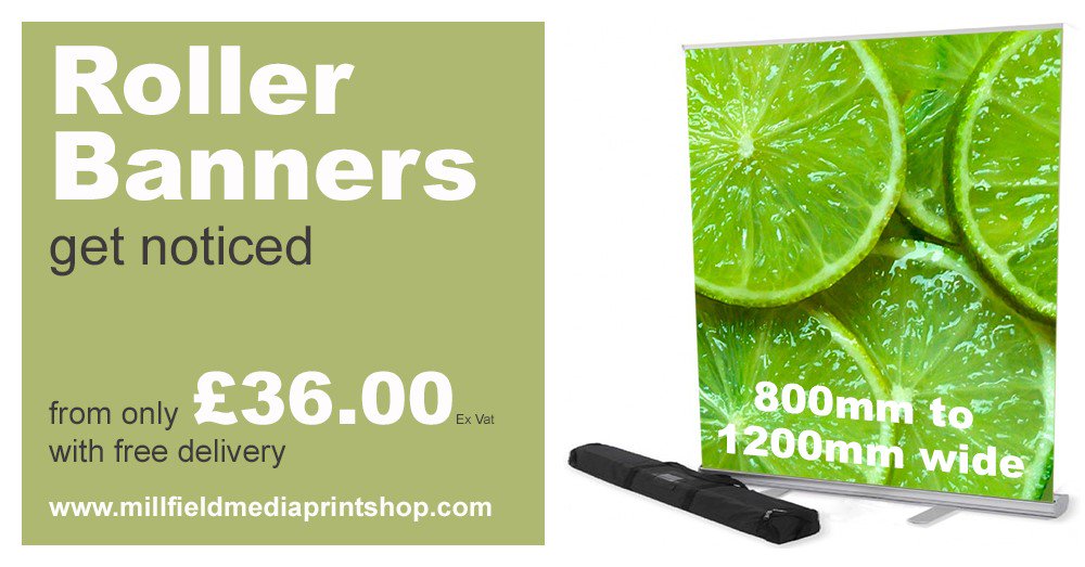 MillfieldMedia's tweet photo. £36 FREE delivery FREE bag exc quality 610gsm #rollerstands #popupbanners #EXPO2017Biz #events #pullupbanner https://t.co/60BwvXQ0SN https://t.co/cRi7tunC2A