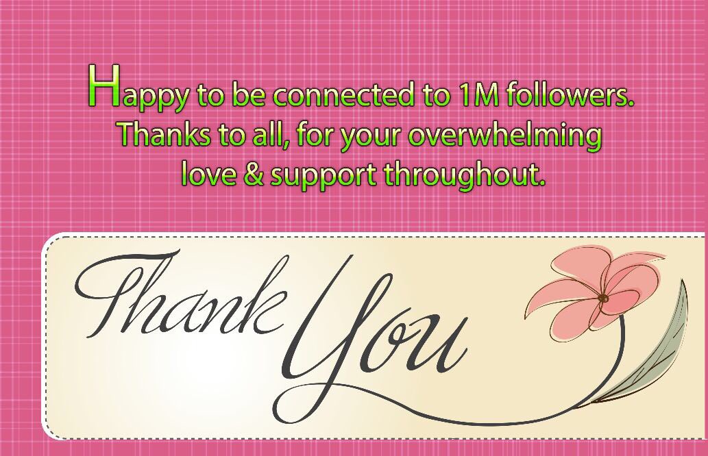 insan_honey's tweet photo. Humbled to receive so much love in d form of 1 million followers.Thank u for ur wishes &amp; immense support all this while. https://t.co/oYDCdmGQSl