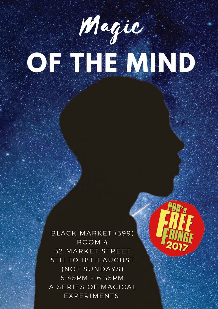 stephenallison1's tweet photo. The show must go on! Will be back tonight with magic of the mind and the house always wins! Hope to see you there. #magic @BlackMktFringe https://t.co/ejSIR0j4K8