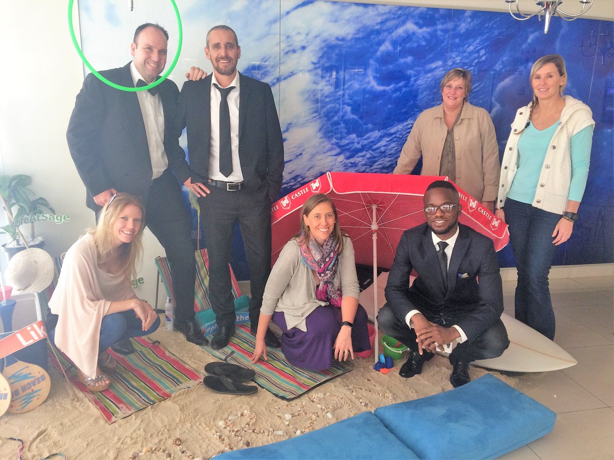 BronDorrofield's tweet photo. It's #PlatinumElite week @sagegroupplc, and we think the #Durban team definitely has the edge! The task? Create an office beach theme! 🌊⚓️🏖️ https://t.co/26ZXj65ApL